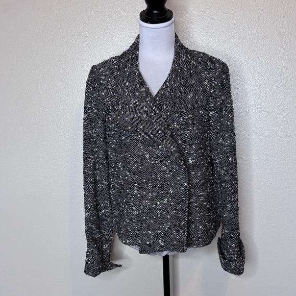 Lafayette 148 New York Jackets & Blazers - Lafayette 148 New York Black & White Herringbone Wool Tweed Blazer Jacket Size 8